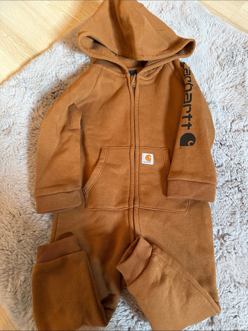 Carhartt Brown Hooded Zip-Up Kids One-Piece